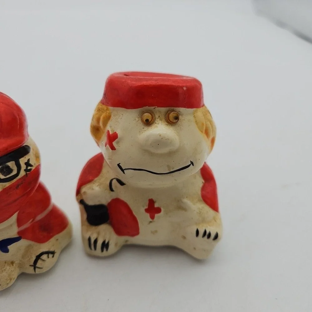 Vintage Salt And Pepper Shakers Funny Guys Ceramic Goofy‎ Handmade